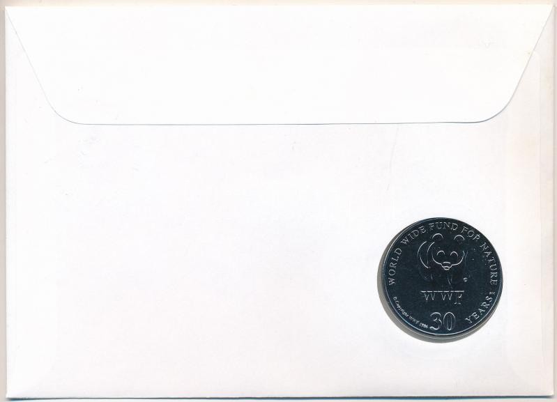 Kelet-Karibi Államok / Saint Vincent DN (1991) 'A Világ Vadvédelmi Alap (WWF) 30. évfordulója - Amazona Guildingii (Királyamazon)' kétoldalas fém emlékérem érmés borítékban, bélyeggel és bélyegzéssel, német nyelvű ismertetővel - Image 2