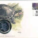 Laosz DN (1991) 'A Világ Vadvédelmi Alap (WWF) 30. évfordulója - Cuora Amboinensis' kétoldalas fém emlékérem érmés borítékban, bélyeggel és bélyegzéssel, német nyelvű ismertetővel T:1 Laos ND (1991) '30th Anniversary of the
