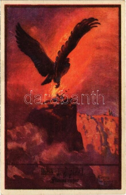 1938 Flamme empor! Wia'-Künstlerkarten-Verlag Teplitz-Schönau Karte 731. / Czech-German military propaganda art s: Fr. Jung