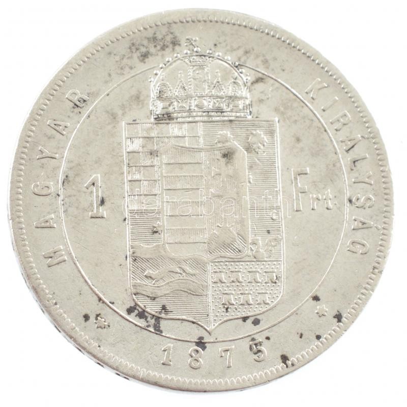1875KB 1Ft Ag 'Ferenc József / Középcímer' Körmöcbánya T:2- patina / Hungary 1875KB 1 Forint Ag 'Franz Joseph' Kremnitz C:VF patina Unger III.: 1464.a, Huszár: 2138., Adamo M15