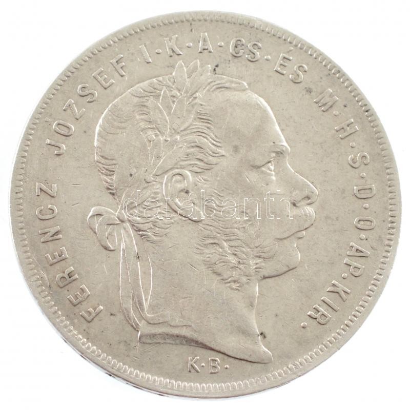 1875KB 1Ft Ag 'Ferenc József / Középcímer' Körmöcbánya T:2- patina / Hungary 1875KB 1 Forint Ag 'Franz Joseph' Kremnitz C:VF patina Unger III.: 1464.a, Huszár: 2138., Adamo M15 - Image 2