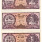 1946. 1.000.000.000P (3x) 'R 254 044889-044891' sorszámkövetők T:II-III kis folt Adamo P28