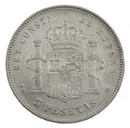 Spanyolország 1891PG-M 5P Ag 'XIII. Alfonz' T:2,2- Spain 1891PG-M 5 Pesetas Ag 'Alfonso XIII' C:XF,VF Krause KM#689