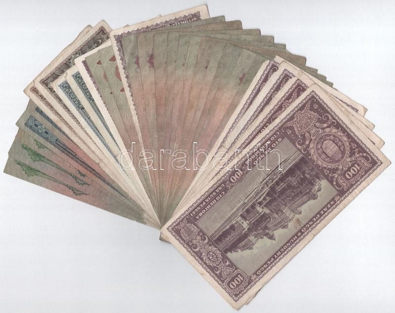 29db-os vegyes pengő bankjegy tétel, közte 1932. 50P (2x) T:III - Image 2