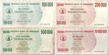 Zimbabwe 2007. 100.000$ + 200.000$ + 500.000$ + 2008. 750.000$ + 10.000.000$ + 25.000.000$ + 50.000.000$ + 100.000.000$ + 200.000.000$ T:III Zimbabwe 2007. 100.000 Dollar + 200.000 Dollar + 500.000 Dollar + 2008. 750.000 Dollar + 10.000.000 Dollar
