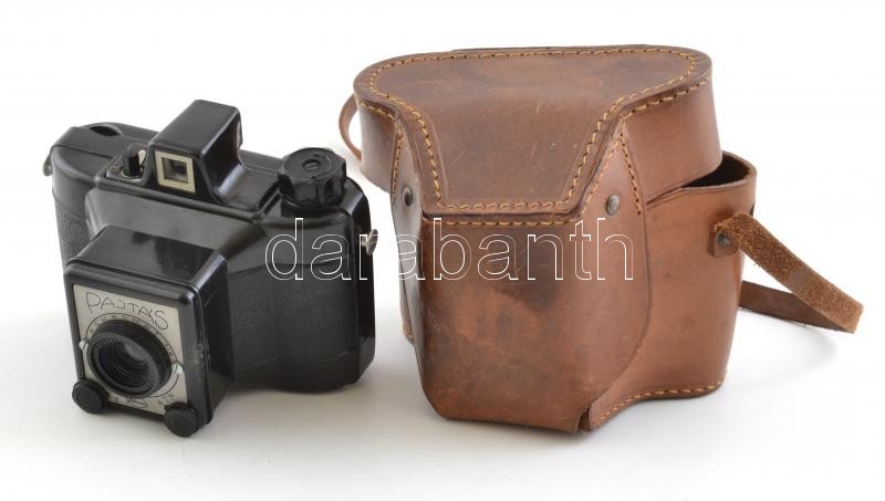 Gamma Pajtás fényképezőgép, Achromat 1:8/80 mm objektívvel, 6x6 cm filmformátum, eredeti bőr tokjában