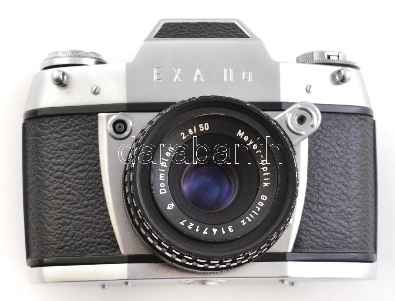 cca 1960 Exa Ihagee Dresden fényképezőgép, Meyer-Optik Görlitz Trioplan 2.8/50 mm objektívvel, eredeti bőr tokjában - Image 2