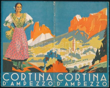 cca 1930-1940 Cortina d'Ampezzo, képes olasz idegenforgalmi prospektus