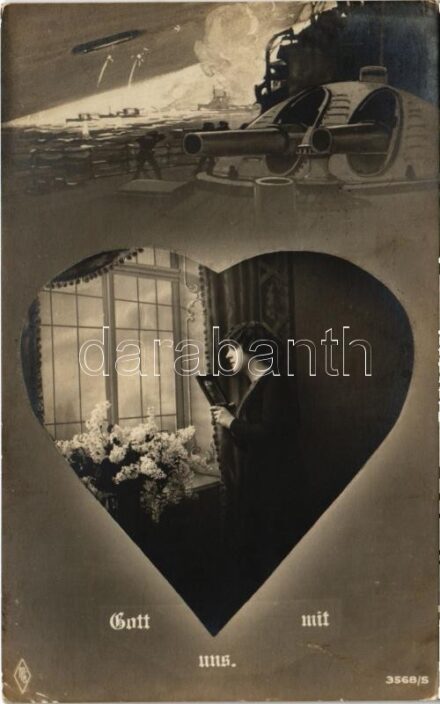 1915 Gott mit uns. K.u.k. Kriegsmarine Matrose / Osztrák-magyar szerelmes matróz / Austro-Hungarian Navy, mariner in love + 'K.u.k. Marinefeldpostamt' (EK)