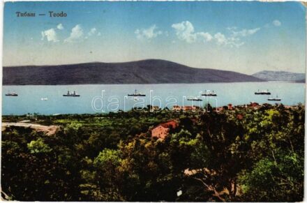 1912 Tivat, Teodo; K.u.K. Kriegsmarine Flotte / Austro-Hungarian Navy fleet in the port / Osztrák-magyar hadihajó flotta lehorgonyozva a kikötőben (EK)