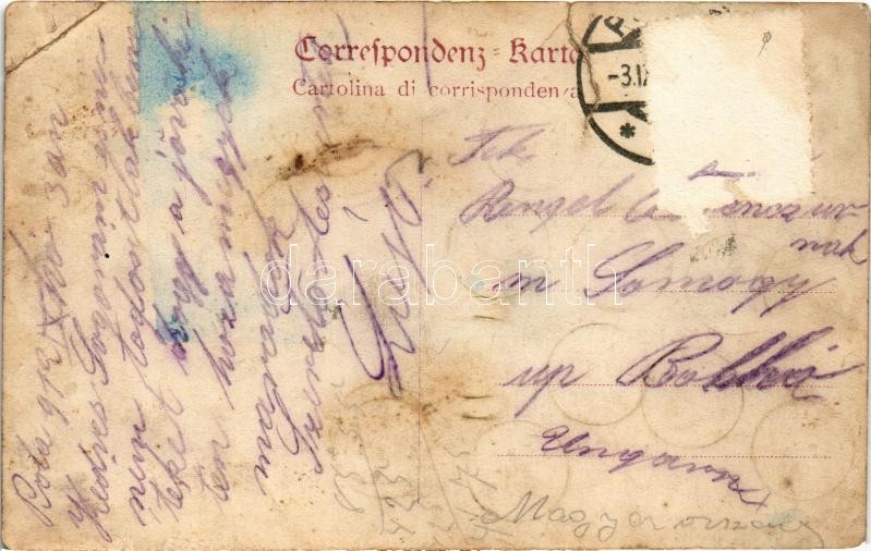 Pola, Pula; Während der Ruhezeit. K.u.K. Kriegsmarine Matrosen / Osztrák-magyar haditengerészeti kiképzés szárazföldön, pihenő matrózok / Durante il riposo / Austro-Hungarian Navy, mariners resting on mainland. A. Bonetti 1604. (szakadás - Image 2