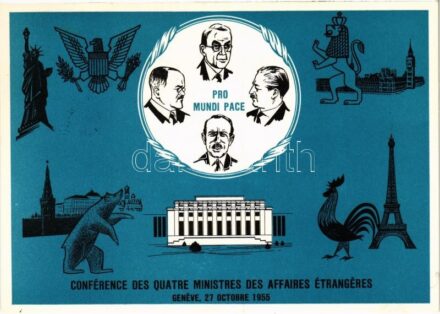 1955 Geneve, Pro Mundi Pace - Conférence des Quatre Ministres des Affaires Étrangeres / Geneva Summit / A genfi egyezmények propaganda + So. Stpl