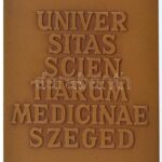 Képíró Zoltán (1944-1981) DN 'UNIVERSITAS SCIENTIARUM MEDICINAE SZEGED' kétoldalas bronz plakett (80x55mm) T:1- ü. - Image 2