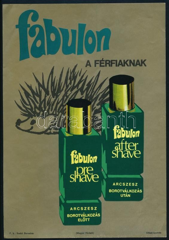 1974 Fabulon a férfiaknak, kisplakát / reklámlap, kétoldalas. Offset-ny., 23,5x16,5 cm