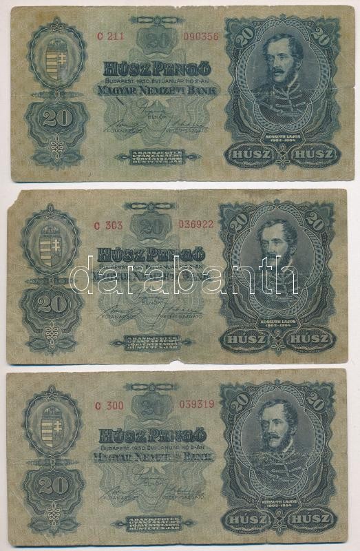 1930. 20P (3x) T:III- szakadások Adamo P11