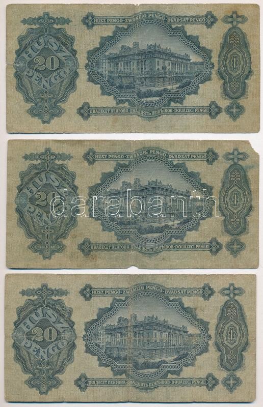 1930. 20P (3x) T:III- szakadások Adamo P11 - Image 2