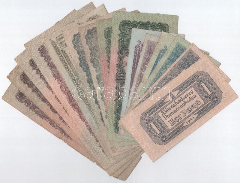 1944. 1P-100P (15x) 'A Vörös Hadsereg Parancsnoksága' T:III,III-