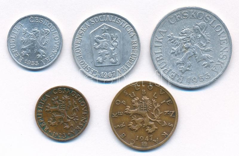 Csehszlovákia 1923-1967. 1h-50h (5xklf) T:2 Czechoslovakia 1923-1967. 1 Haler - 50 Haleru (5xdiff) C:XF - Image 2