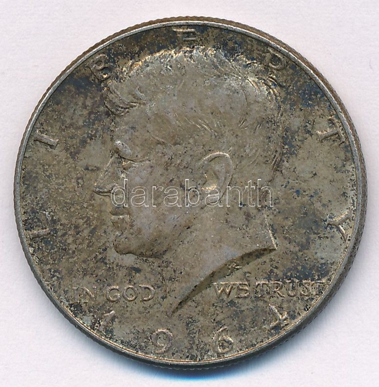 Amerikai Egyesült Államok 1964. 1/2$ Ag 'Kennedy' T:2 patina USA 1964. 1/2 Dollar Ag 'Kennedy' C:XF patina Krause KM#202