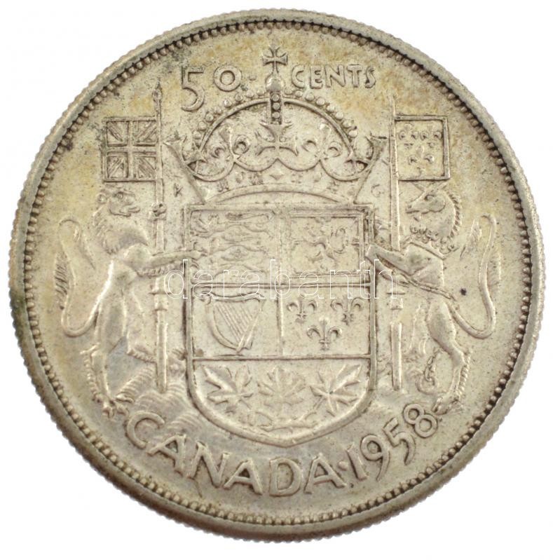Kanada 1958. 50c Ag 'II. Erzsébet' T:2 patina Canada 1958. 50 Cents Ag 'Elizabeth II' C:XF patina