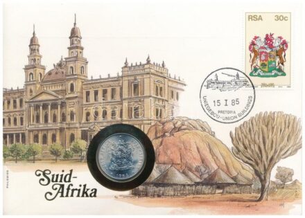 Dél-Afrika 1984. 50c Ni, felbélyegzett borítékban, alkalmi bélyegzéssel, német nyelvű leírással T:1 South Africa 1984. 50 Cents Ni in envelope with stamp, with German description C:UNC