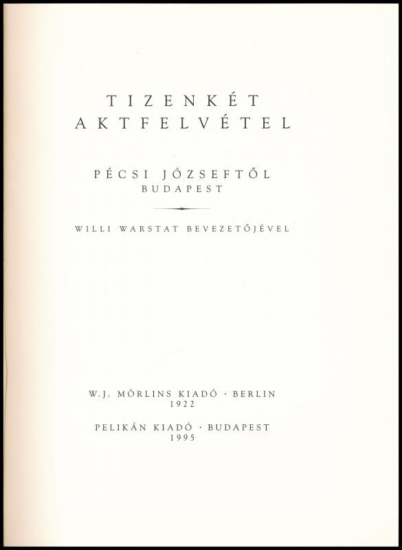 12 akt felvétel Pécsi Józseftől. Berlin, 1922, Mörlins. REPRINT! Kiadói papírkötés, jó állapotban. - Image 2