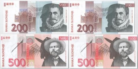 Szlovénia 1992. 200T (2x) + 500T (2x) T:I-III szép papír Slovenia 1992. 200 Tolarjev (2x) + 500 Tolarjev (2x) C:AU-F nice paper