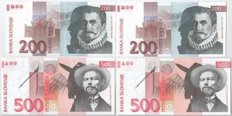 Szlovénia 1992. 200T (2x) + 500T (2x) T:I-III szép papír Slovenia 1992. 200 Tolarjev (2x) + 500 Tolarjev (2x) C:AU-F nice paper