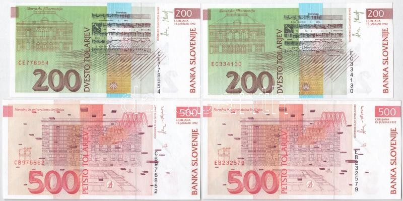 Szlovénia 1992. 200T (2x) + 500T (2x) T:I-III szép papír Slovenia 1992. 200 Tolarjev (2x) + 500 Tolarjev (2x) C:AU-F nice paper - Image 2