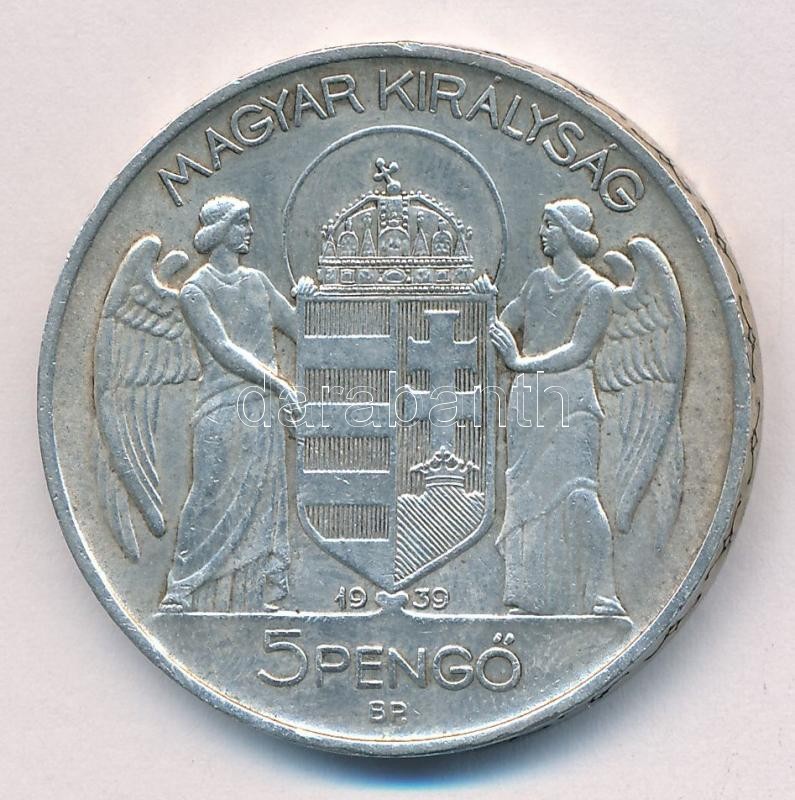1939. 5P Ag 'Horthy balra' T:1- Adamo P8.2 - Image 2