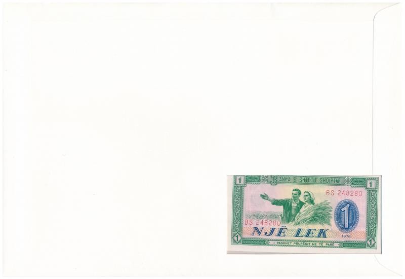 Albánia 1976. 1L felbélyegzett borítékban, bélyegzéssel T:I Albania 1976. 1 Lek in envelope with stamp and cancellation C:UNC - Image 2