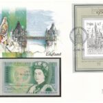 Nagy-Britannia / Anglia 1981-1984. 1P felbélyegzett borítékban, bélyegzéssel T:I Great Britain / England 1981-1984. 1 Pound in envelope with stamp and cancellation C:UNC