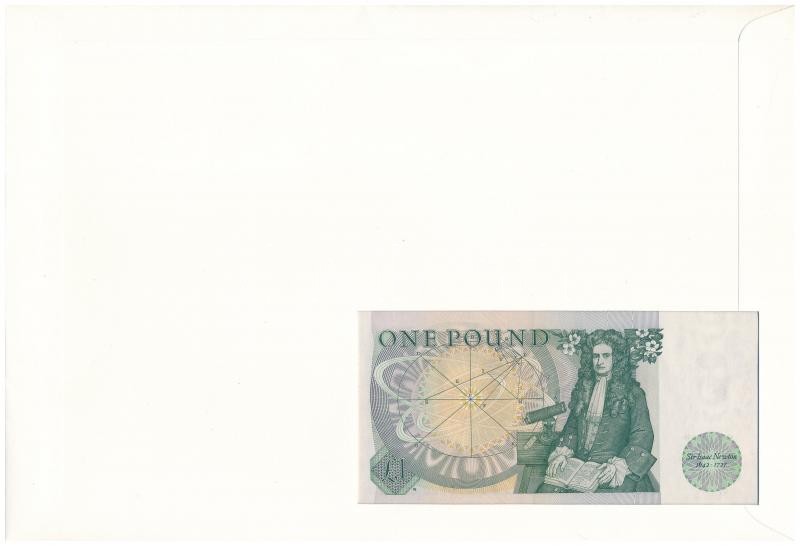 Nagy-Britannia / Anglia 1981-1984. 1P felbélyegzett borítékban, bélyegzéssel T:I Great Britain / England 1981-1984. 1 Pound in envelope with stamp and cancellation C:UNC - Image 2