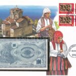 Macedónia 1992. 100D borítékban, alkalmi bélyeggel és bélyegzéssel T:I Macedonia 1992. 100 Dinar in envelope with stamps and cancellations C:UNC