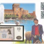 Örményország 1993. 10D felbélyegzett borítékban, bélyegzéssel T:I Armenia 1993. 10 Dram in envelope with stamp and cancellation C:UNC