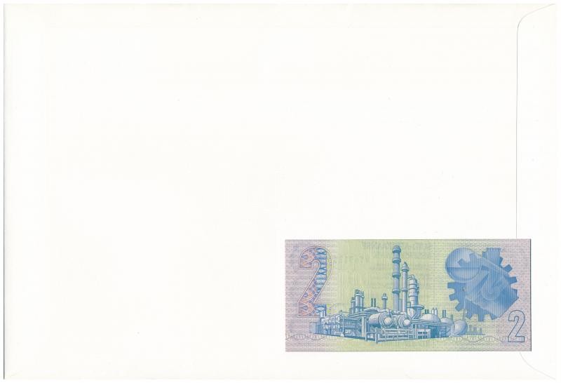 Dél-Afrika DN (1990) 2R felbélyegzett borítékban, bélyegzéssel T:I South-Afrika ND (1990) 2 Rand in envelope with stamp and cancellation C:UNC - Image 2