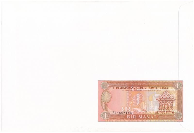 Türkmenisztán 1993. 1M felbélyegzett borítékban, bélyegzéssel T:1 Turkmenistan 1993. 1 Manat in envelope with stamp and cancellation C:UNC - Image 2