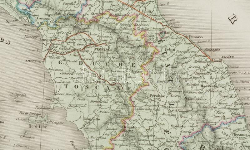 1862 E. Andriveau-Goujon: Olaszország nagyméretű térképe acélmetszet. 46x62 cm / 1861 E. Andriveau-Goujon: Etched map of Italy - Image 2