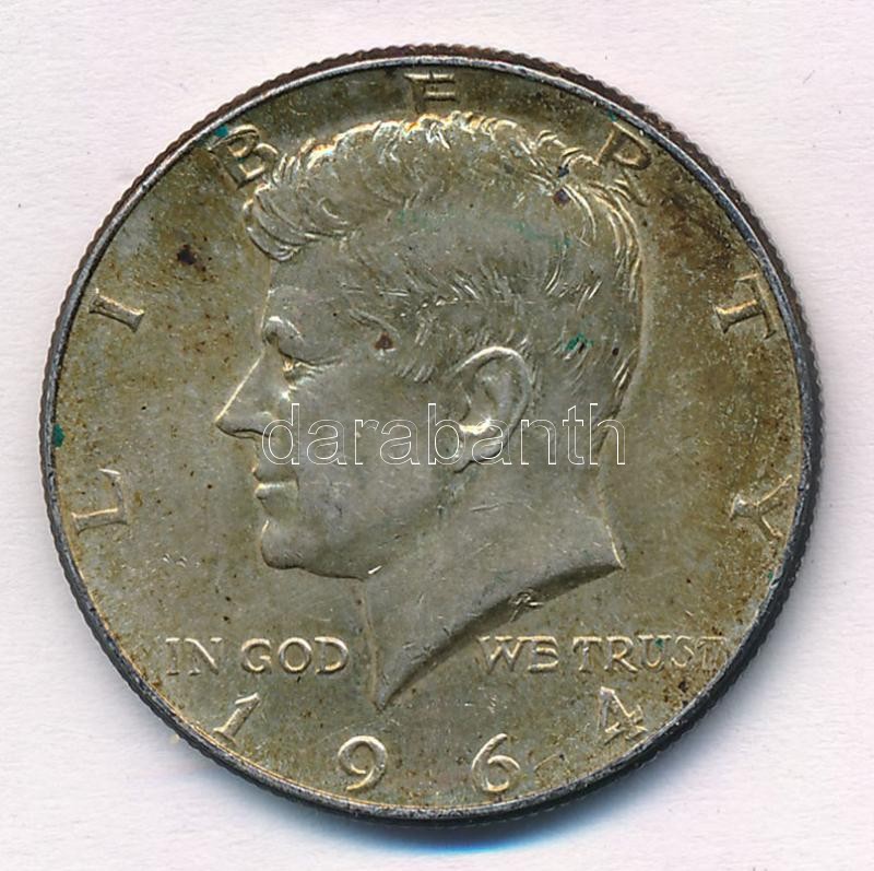 Amerikai Egyesült Államok 1964. 1/2$ Ag 'Kennedy' T:1-,2 patina USA 1964. 1/2 Dollar Ag 'Kennedy' C:AU,XF patina Krause KM#202