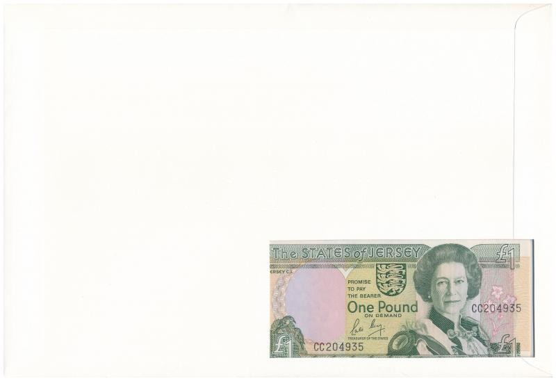 Jersey 1989. 1P felbélyegzett borítékban, bélyegzéssel T:I Jersey 1989. 1 Pound in envelope with stamp and cancellation C:UNC - Image 2
