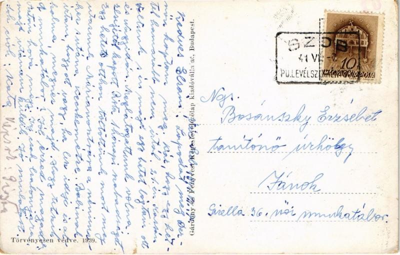 1941 Vác, Rendőrségi épület, Szentháromság szobor, Postapalota + 'SZOB P.U. LEVÉLSZEKRÉNYBŐL' - Image 2