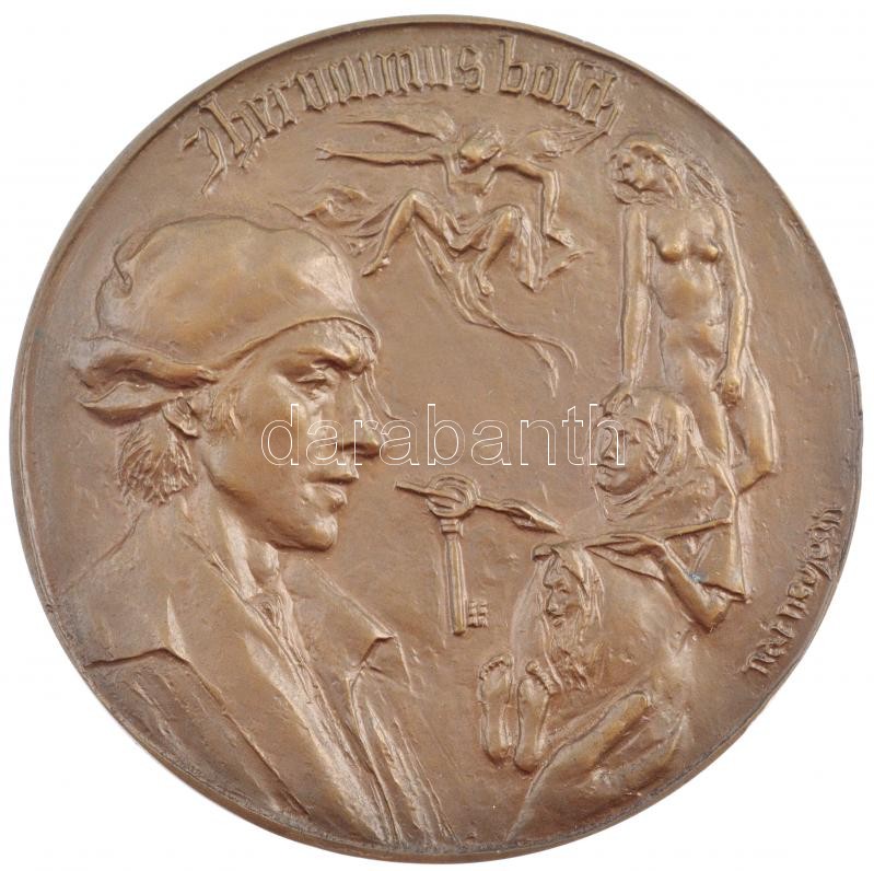 Hollandia 1985. 'Hódolat Jeroen Bosch előtt' Br emlékérem eredeti tokban, tanúsítvánnyal (70mm) T:1- Netherlands 1985. 'Hoomage Jeroen Bosch' Br commemorative medallion in case, with certificate (70mm) C:AU