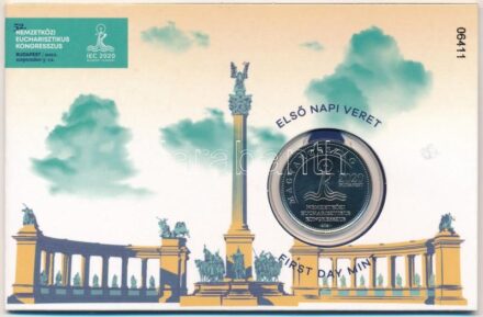 2021. 50Ft Cu-Ni '52. Nemzetközi Eucharisztikus Kongresszus' elsőnapi veret számozott emléklapon '06411' T:1