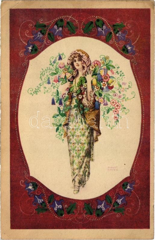 Virágos hölgy / Flower lady. B.K.W.I. 134-5. s: August Patek (EK)