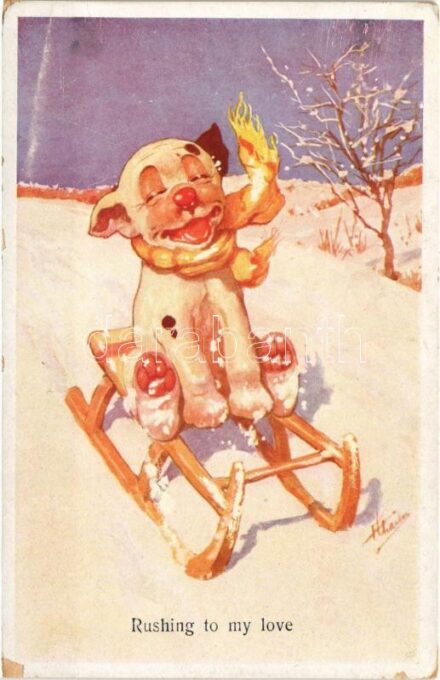 Rushing to my love / Szánkózó Bonzo kutya / Sledding Bonzo dog. B.K.W.I. 60-4. s: F. Charles (EK)