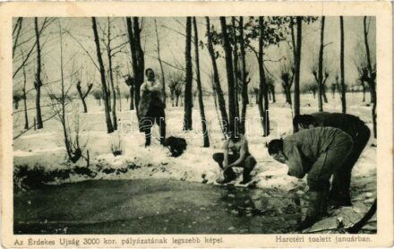 Harctéri toalett januárban. Az Érdekes Újság 3000 kor. pályázatának legszebb képei / WWI K.u.k. military, soldiers washing up in January