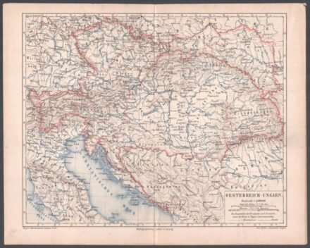 Az Osztrák.Magyar Monachia térképe cca 1900 30x24 cm Kicsi beszakadással
