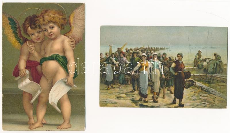 11 db RÉGI használatlan Stengel litho művész motívumlap / 11 pre-1945 unused Stengel litho art motive postcards - Image 2