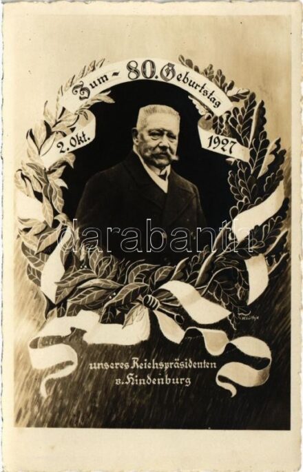 1927 Zum 80. Geburtstag unseres Reichspräsidenten von Hindenburg. Art Nouveau s: H. Lüthje