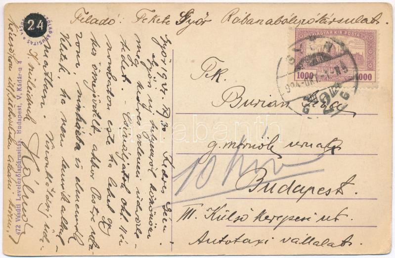 1924 Győr, vasútállomás, utcai árus, Kalodont reklám. Vasúti levelezőlapárusítás 472. (EK) - Image 2